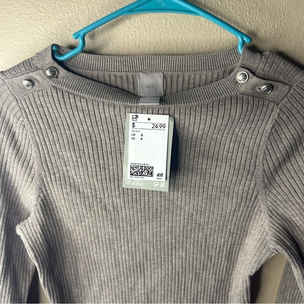 NWT Womens H&M Long Sleeve Brown Top size small - Picture 4 of 10